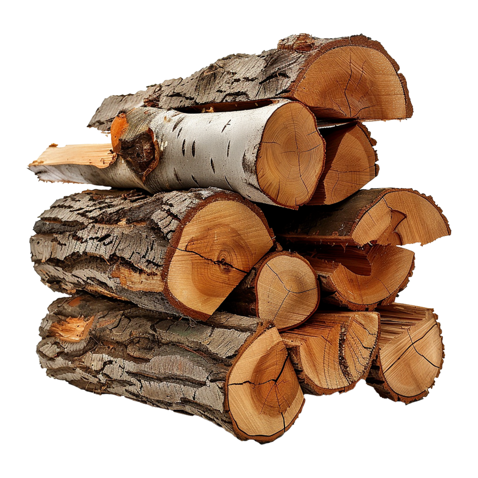 Stack of firewood isolated on a transparent background png