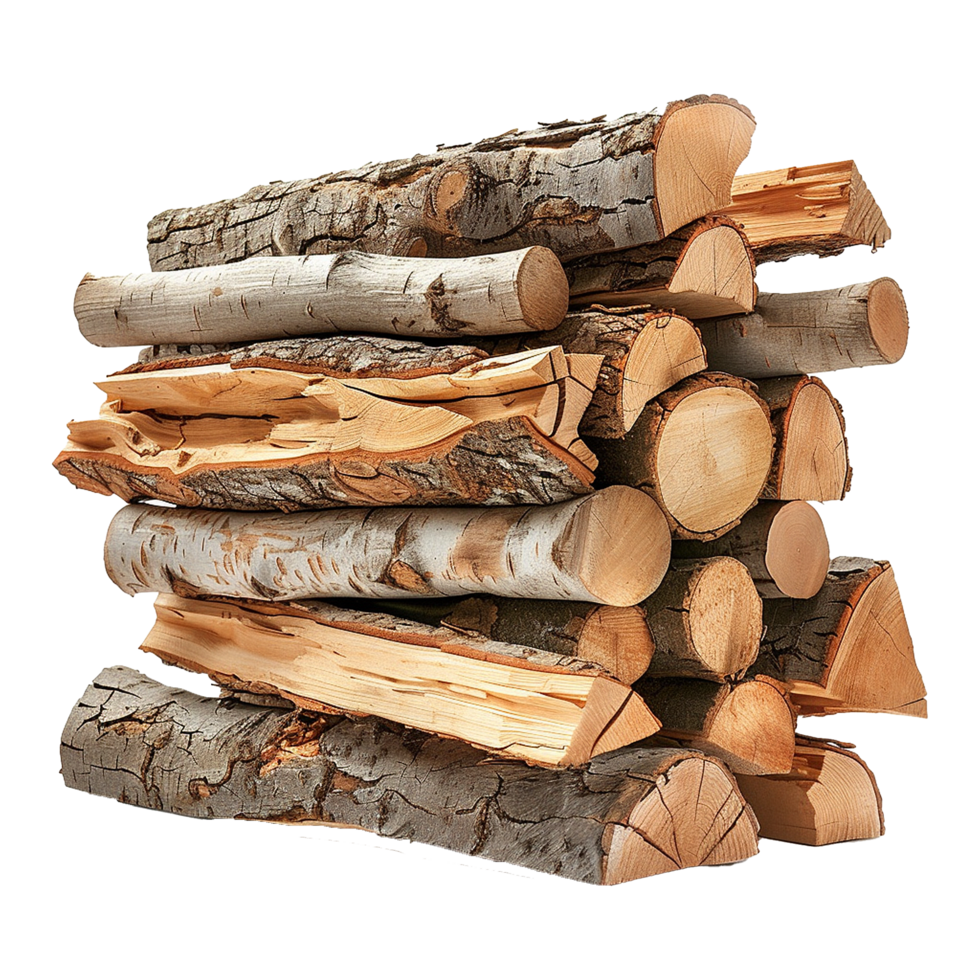 Stack of firewood isolated on a transparent background png