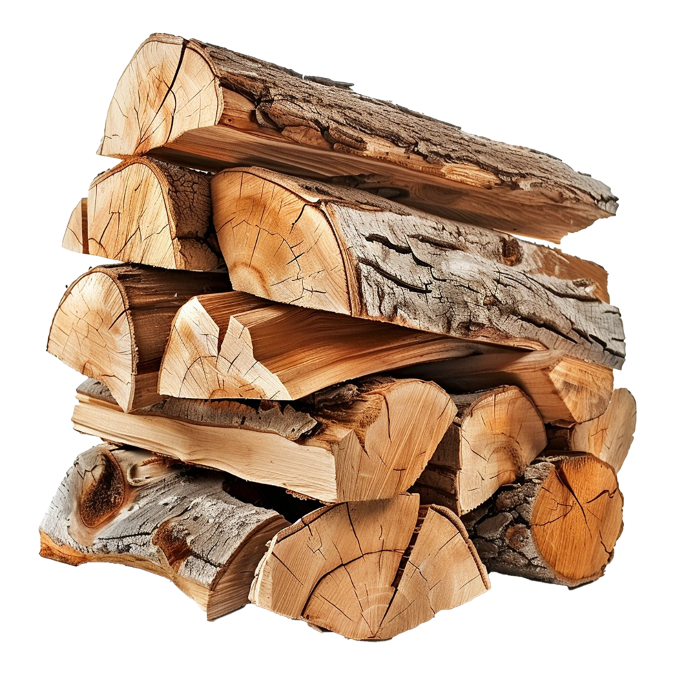 Stack of firewood isolated on a transparent background png