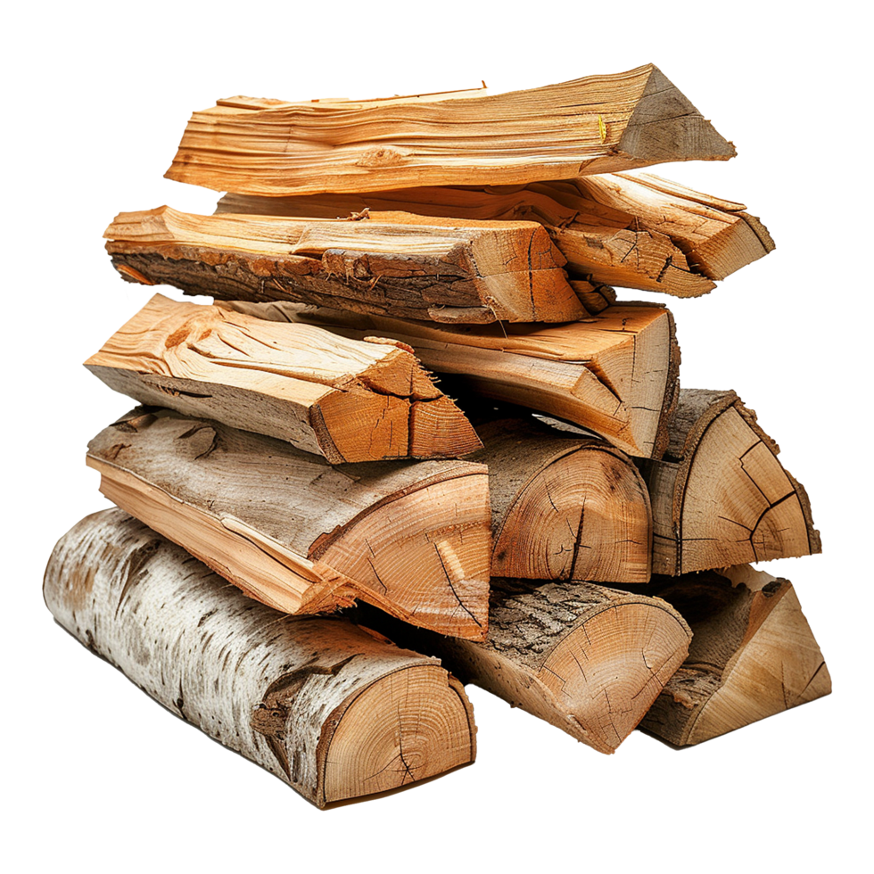Stack of firewood isolated on a transparent background png