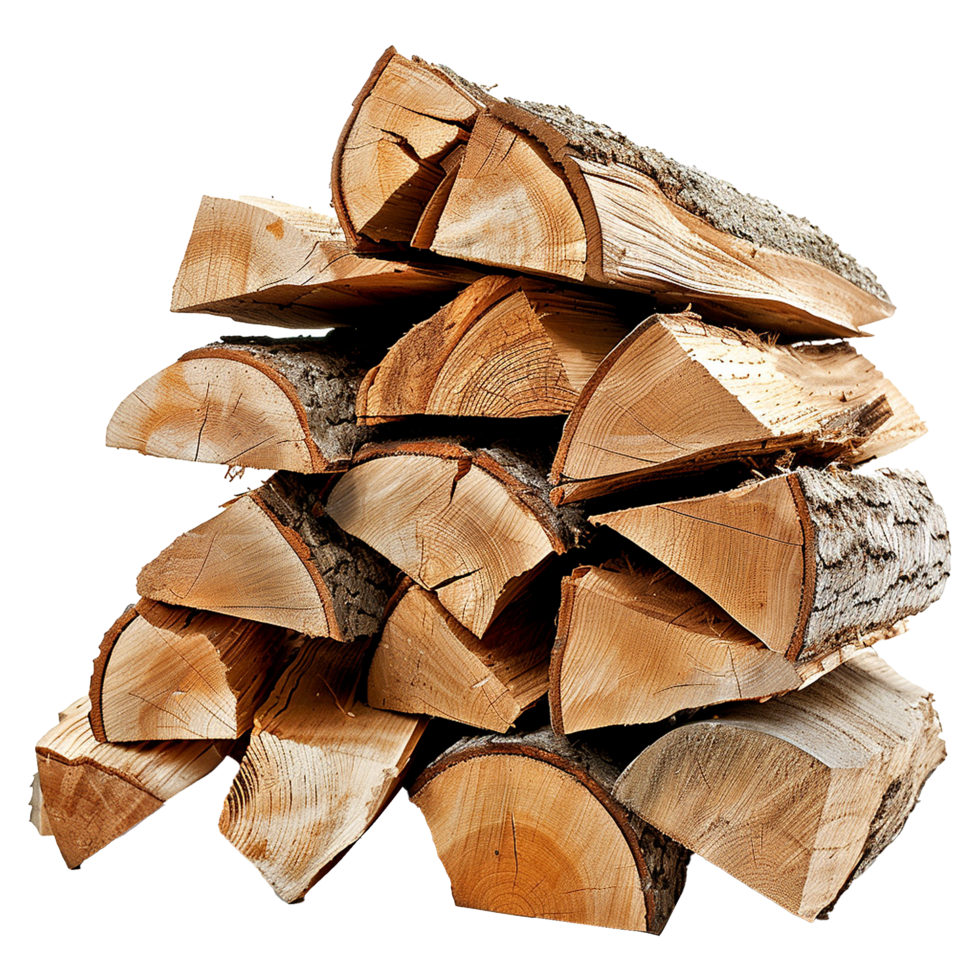 Stack of firewood isolated on a transparent background png