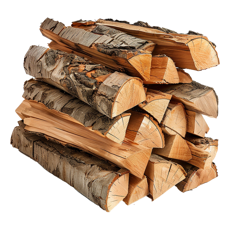 Stack of firewood isolated on a transparent background png
