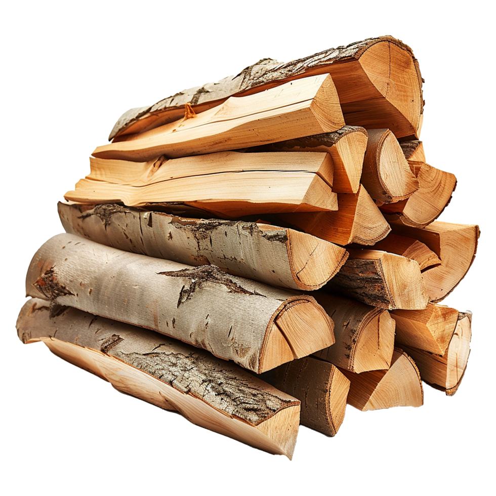 Stack of firewood isolated on a transparent background png