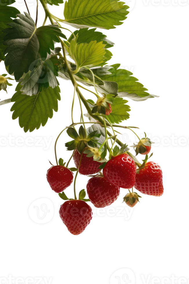 Ripe Strawberries on a Branch png