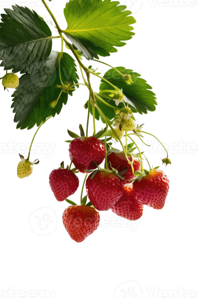 Ripe Strawberries on a Branch png