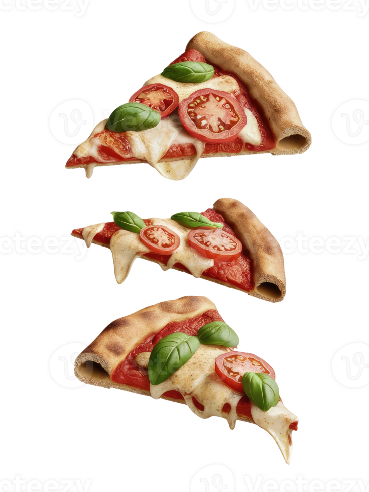Three Slices of Pizza on a White Background png