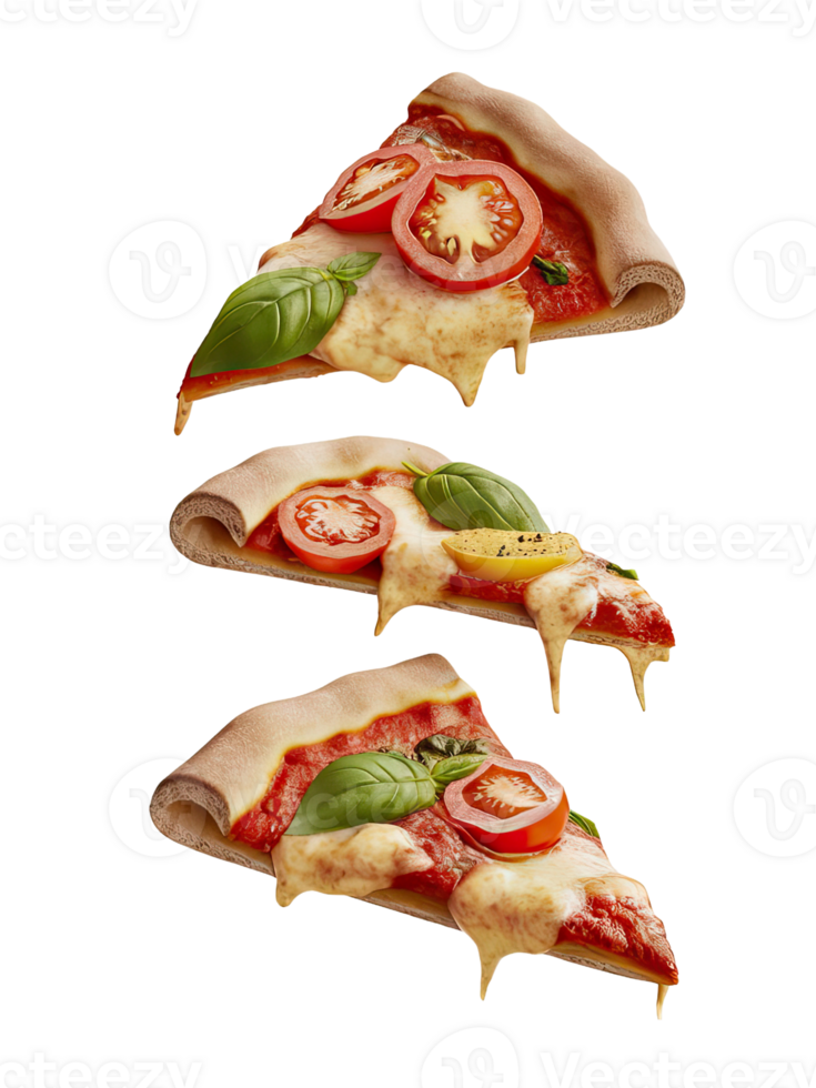 Three Slices of Pizza on a White Background png