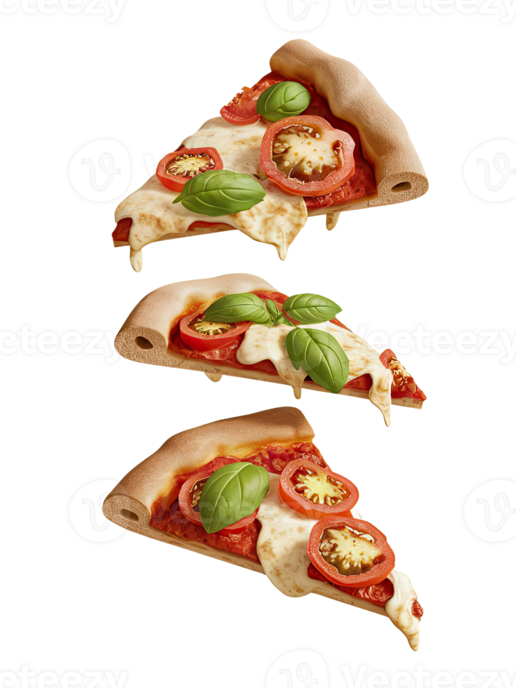 Three Slices of Pizza on a White Background png