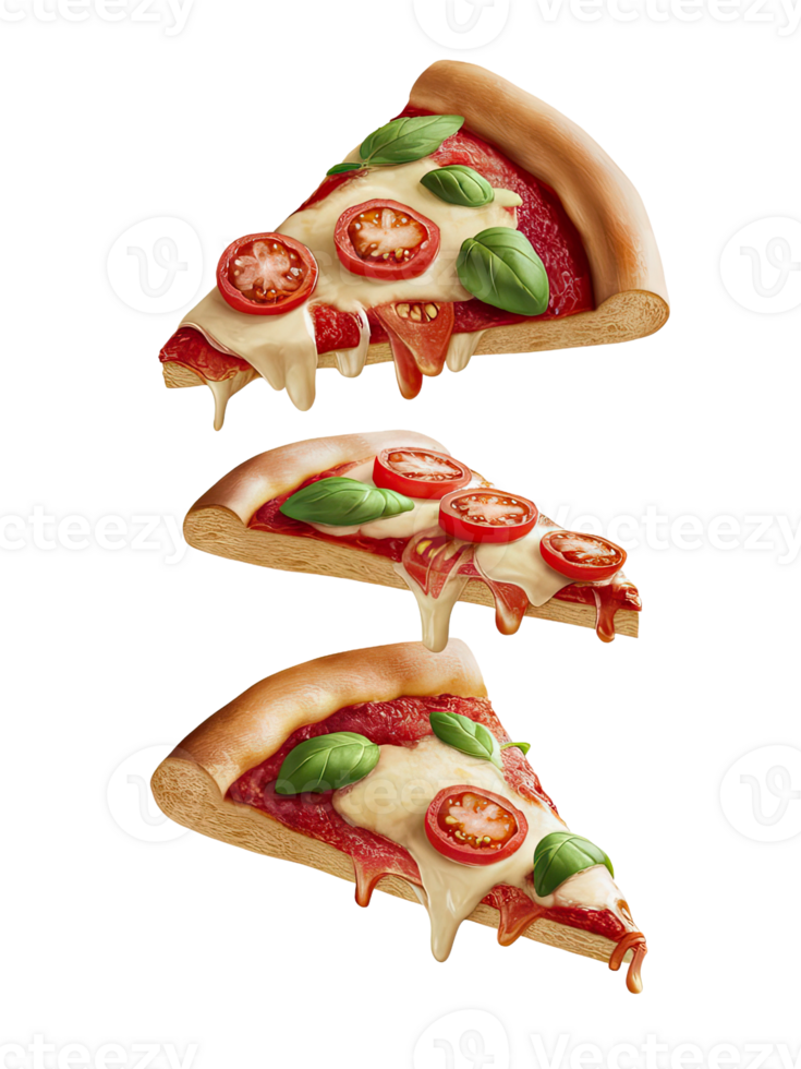 Three Slices of Pizza on a White Background png