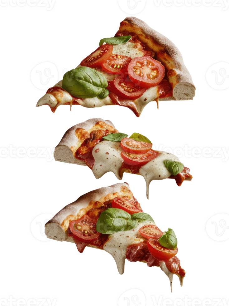 Three Slices of Pizza on a White Background png