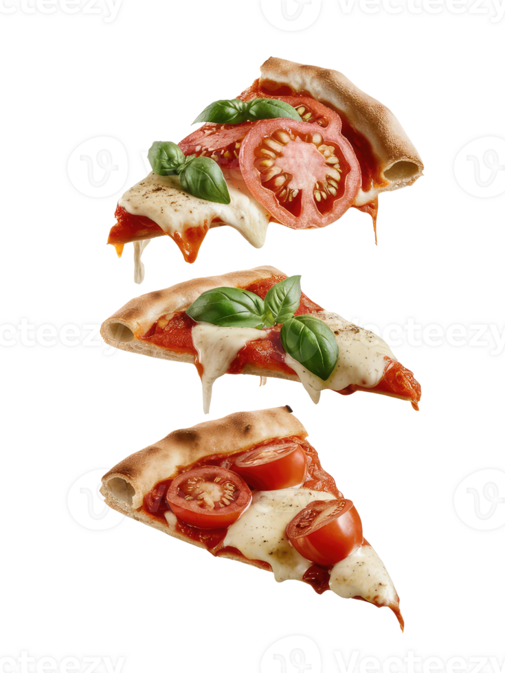 Three Slices of Pizza on a White Background png