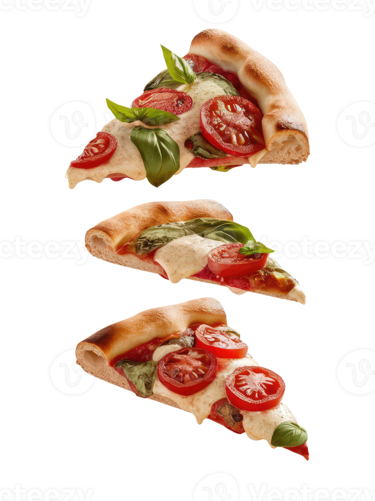 Three Slices of Pizza on a White Background png