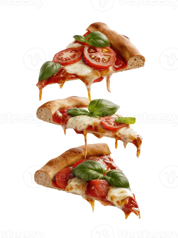 Three Slices of Pizza on a White Background png