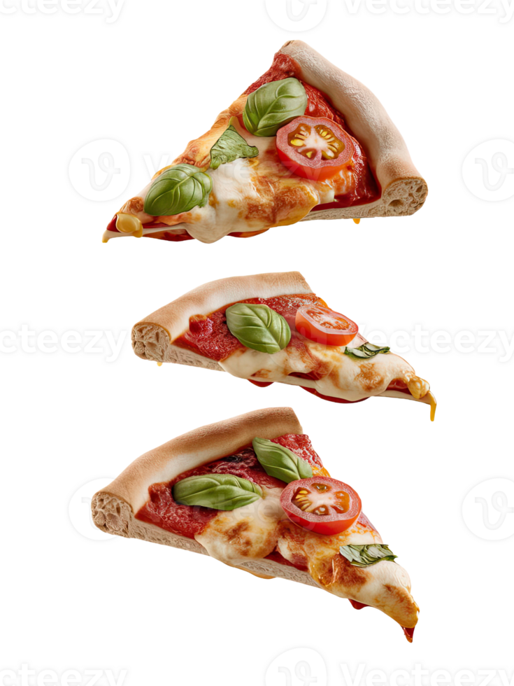 Three Slices of Pizza on a White Background png