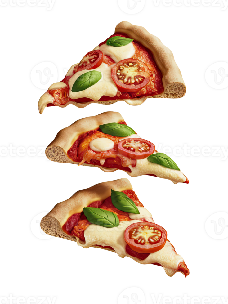 Three Slices of Pizza on a White Background png