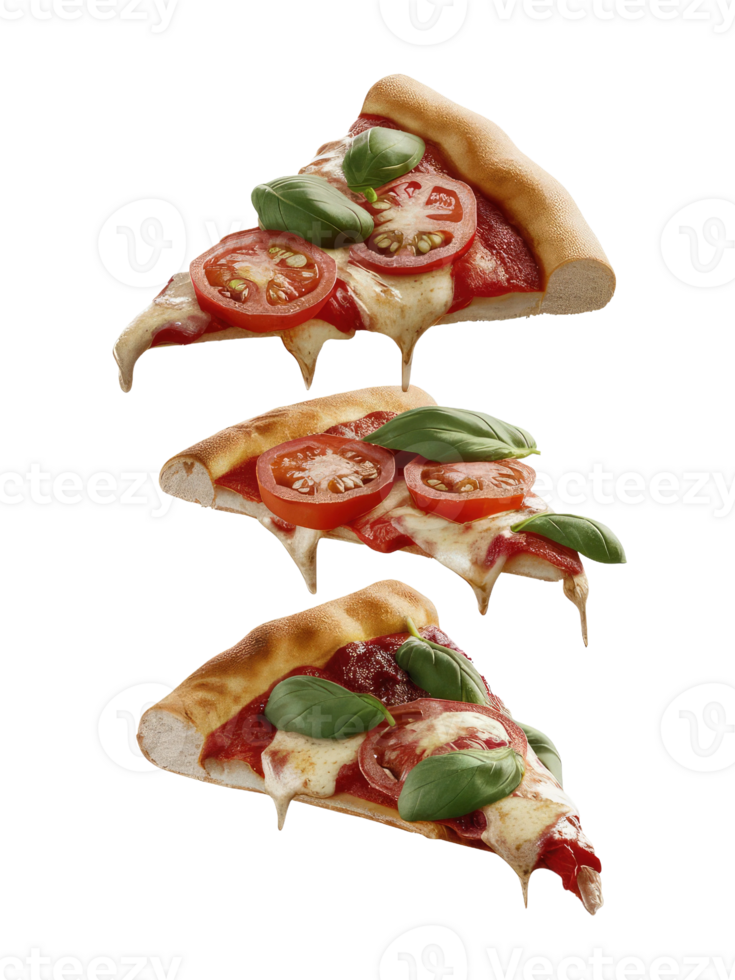 Three Slices of Pizza on a White Background png