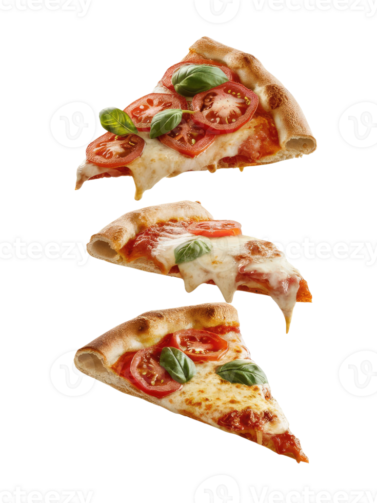 Three Slices of Pizza on a White Background png