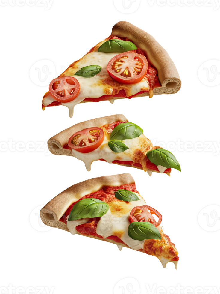 Three Slices of Pizza on a White Background png