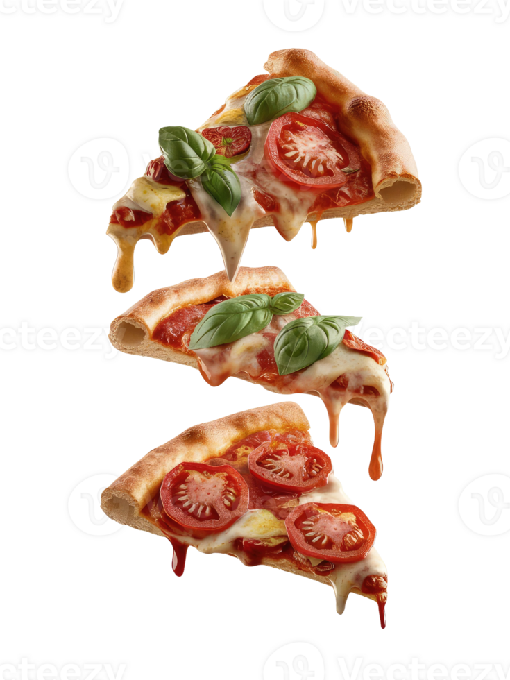 Three Slices of Pizza on a White Background png