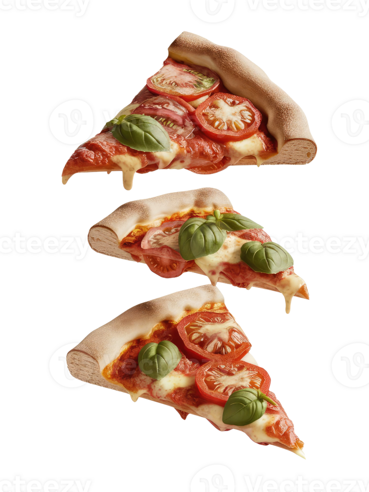Three Slices of Pizza on a White Background png