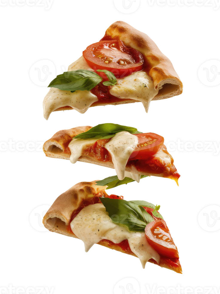 Three Slices of Pizza on a White Background png