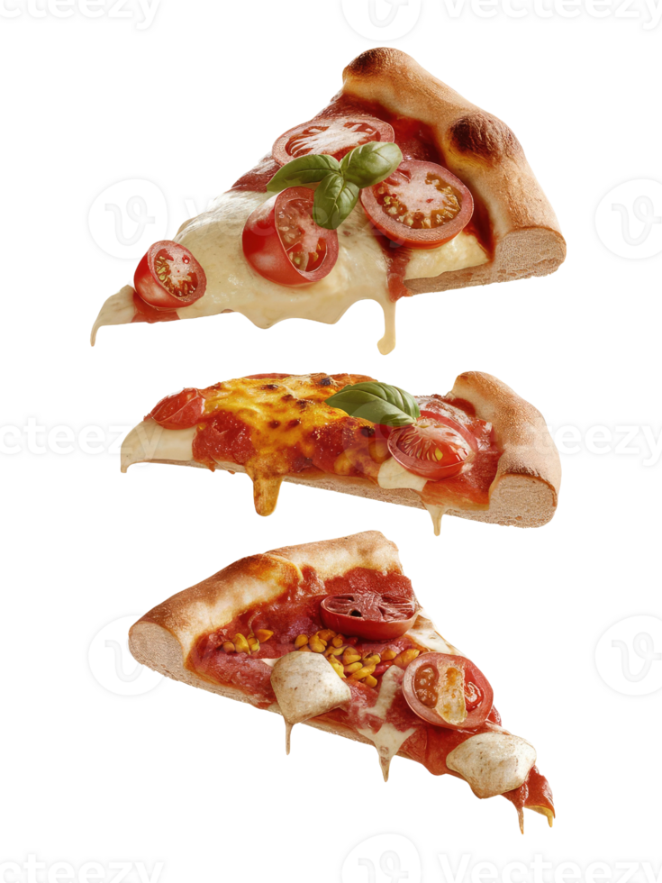 Three Slices of Pizza on a White Background png