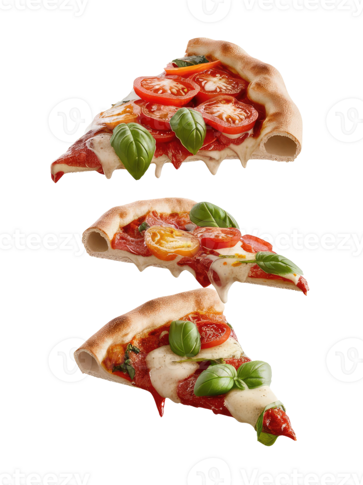 Three Slices of Pizza on a White Background png