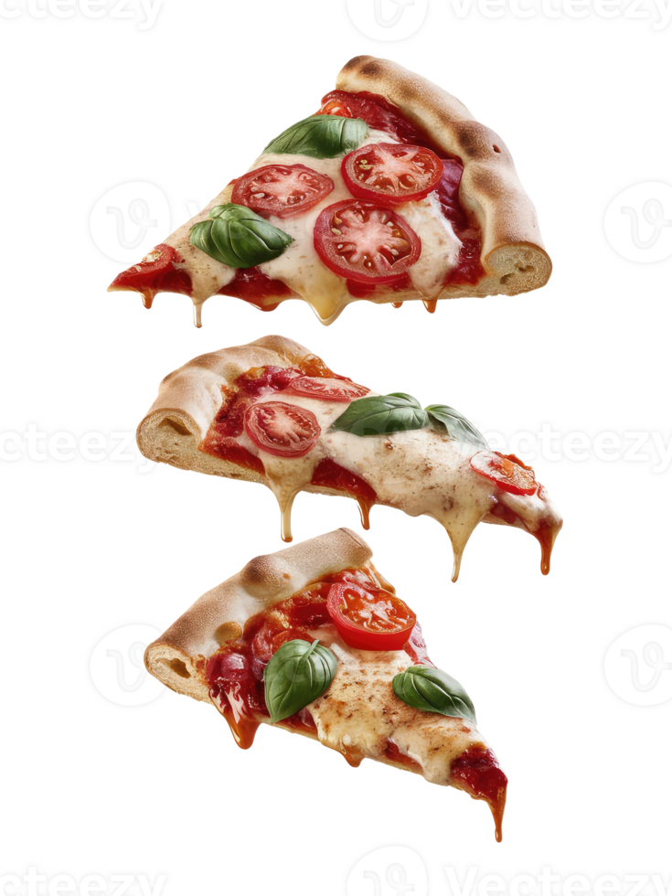 Three Slices of Pizza on a White Background png