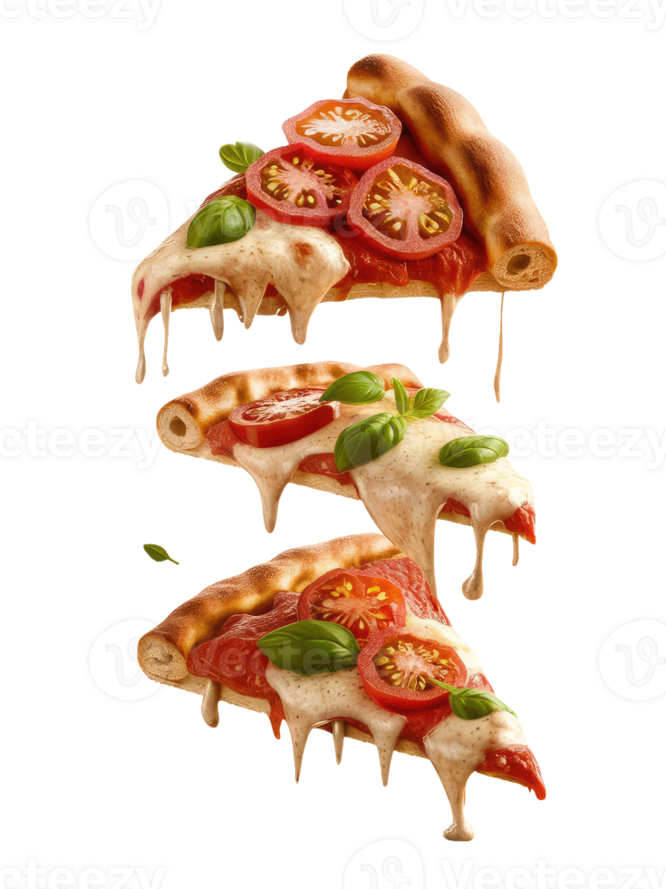 Three Slices of Pizza on a White Background png