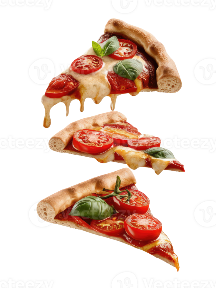 Three Slices of Pizza on a White Background png