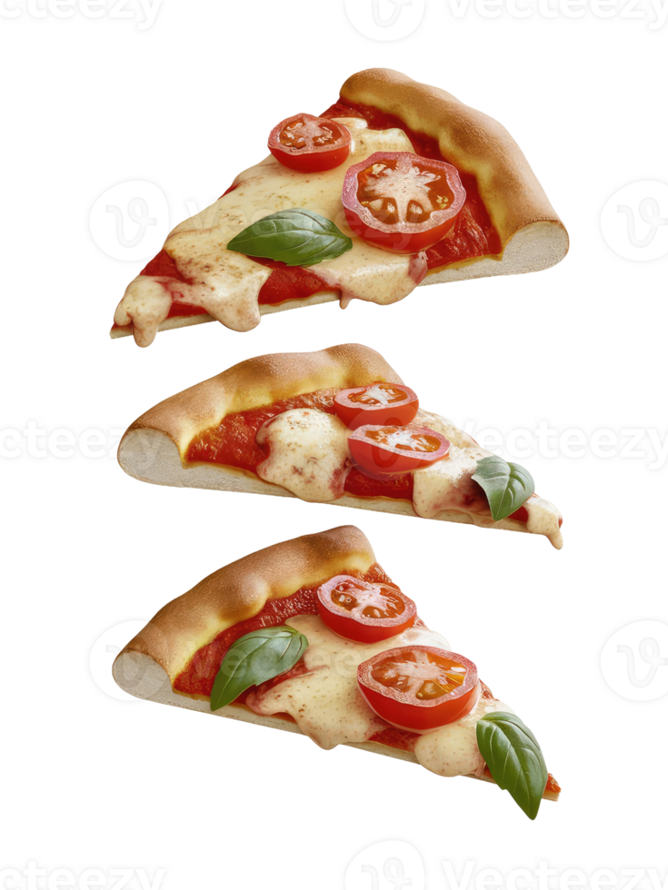 Three Slices of Pizza on a White Background png