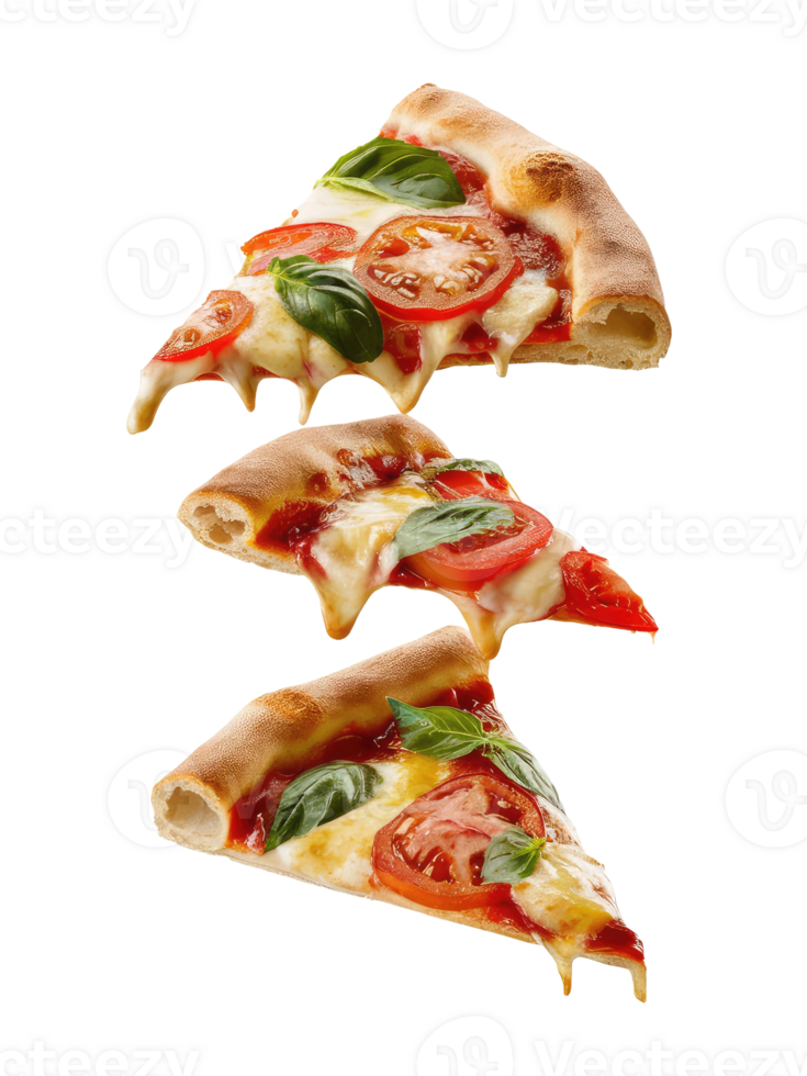 Three Slices of Pizza on a White Background png