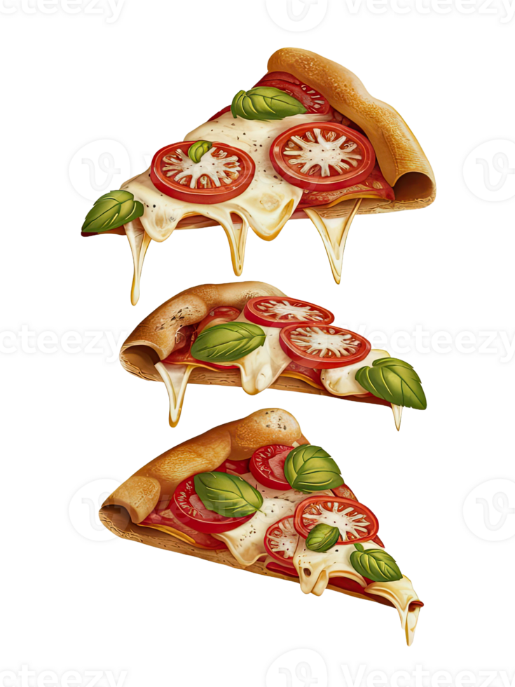 Three Slices of Pizza on a White Background png