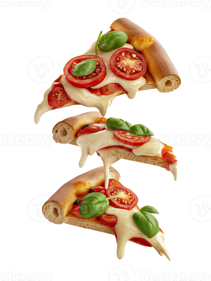 Three Slices of Pizza on a White Background png
