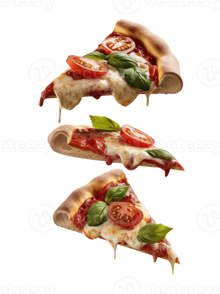 Three Slices of Pizza on a White Background png
