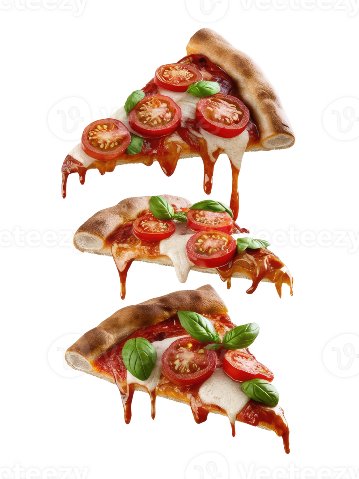 Three Slices of Pizza on a White Background png