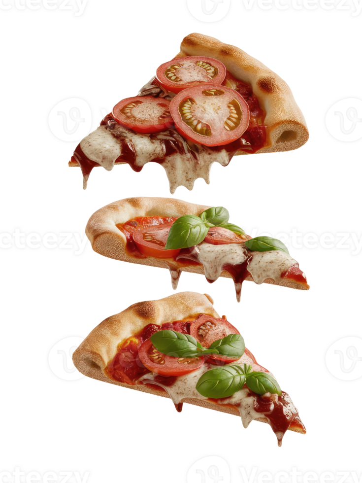 Three Slices of Pizza on a White Background png