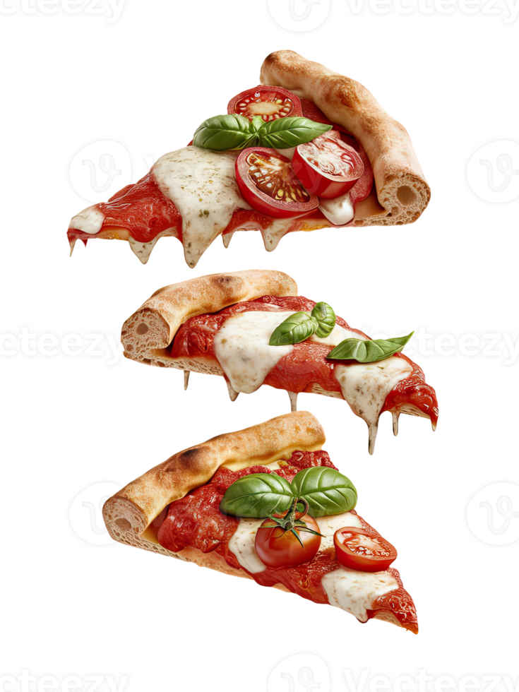Three Slices of Pizza on a White Background png