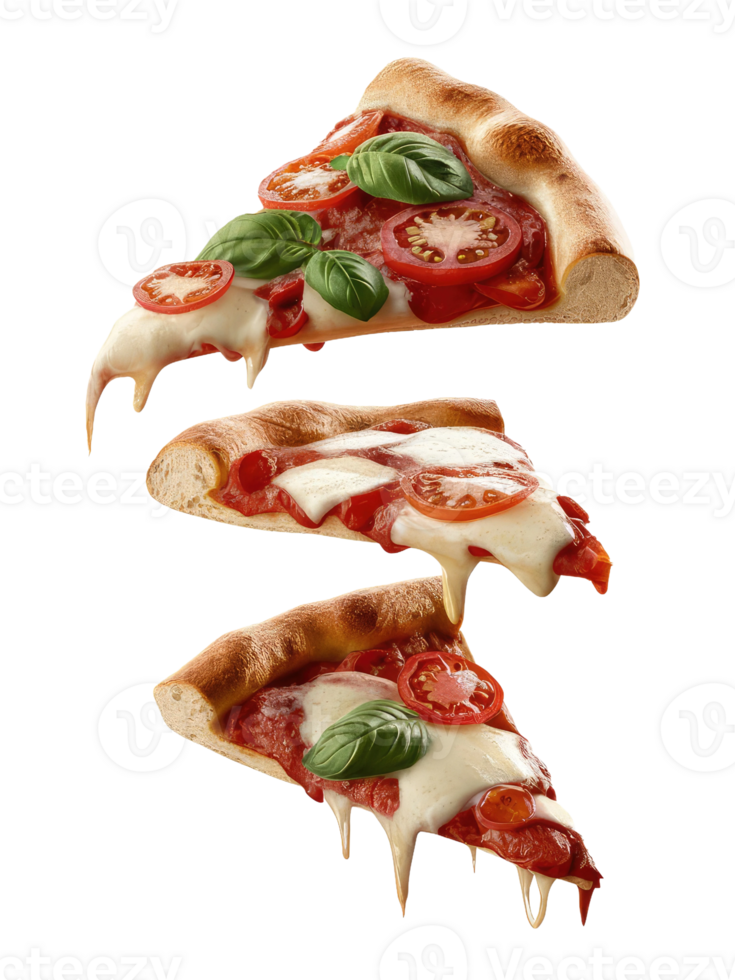 Three Slices of Pizza on a White Background png