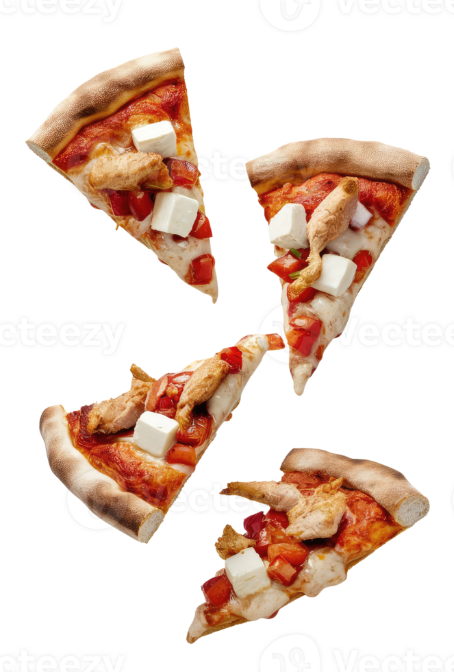 Three Slices of Pizza on a White Background png