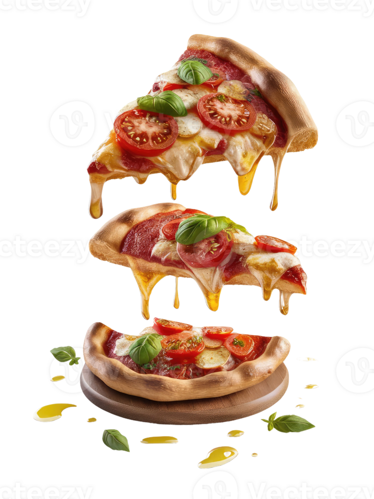 Three Slices of Pizza on a White Background png