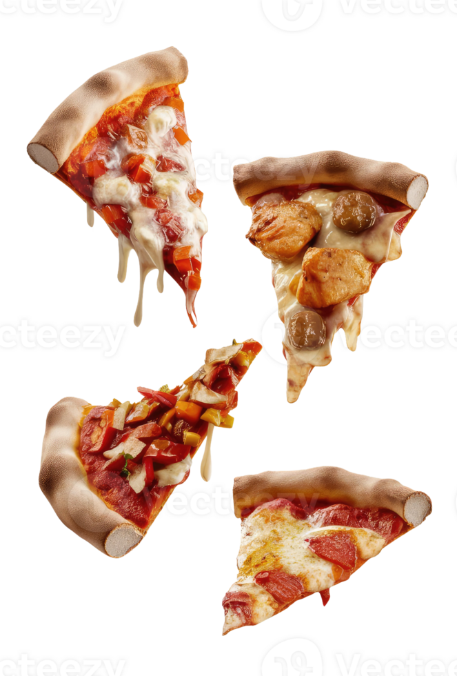 Three Slices of Pizza on a White Background png