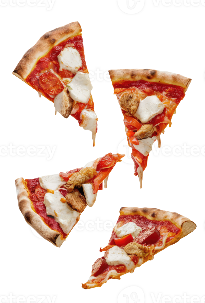 Three Slices of Pizza on a White Background png