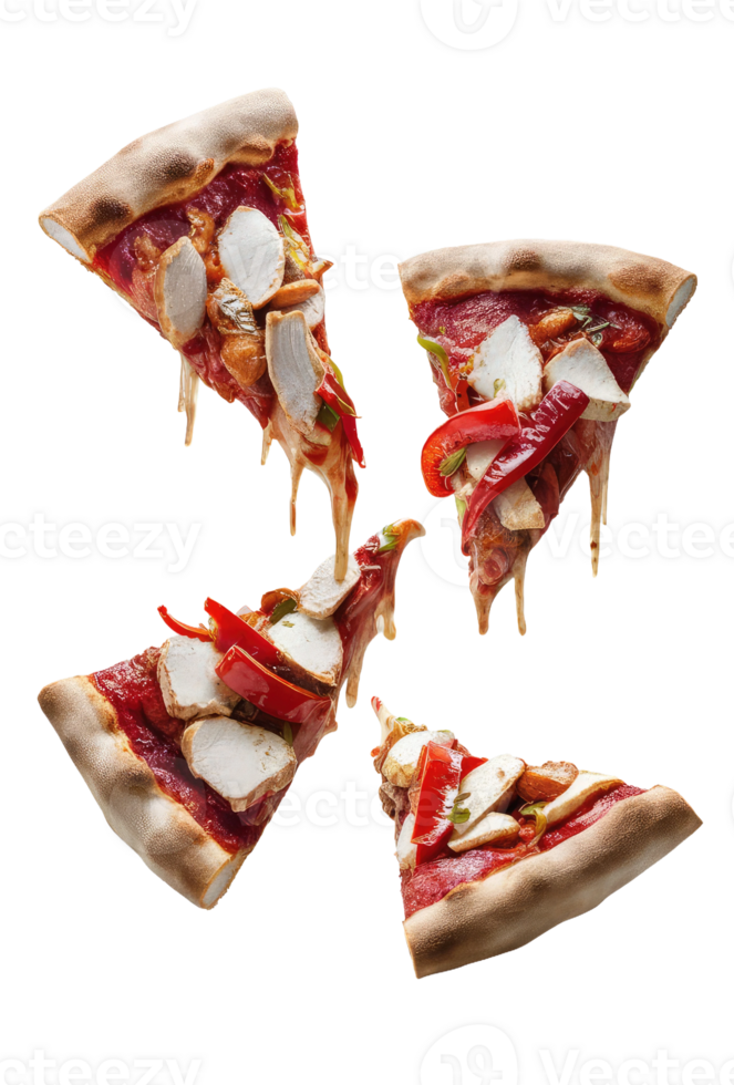 Three Slices of Pizza on a White Background png