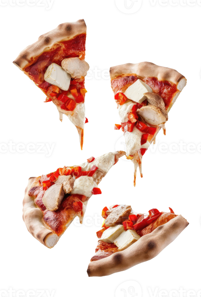 Three Slices of Pizza on a White Background png