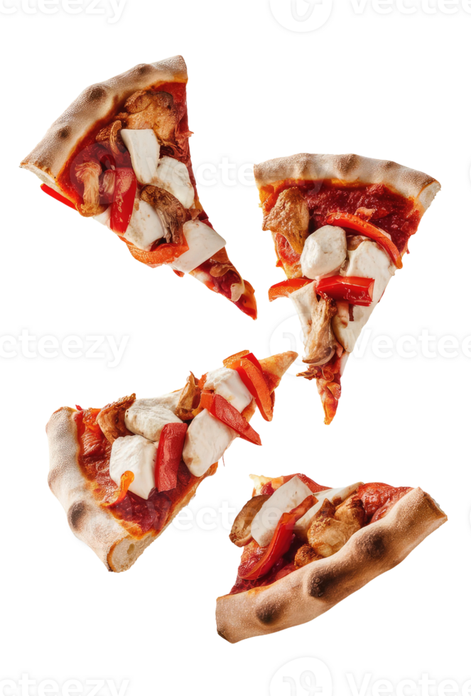 Three Slices of Pizza on a White Background png