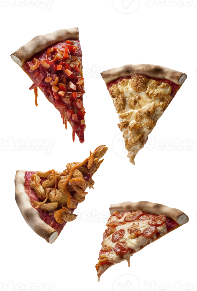 Three Slices of Pizza on a White Background png