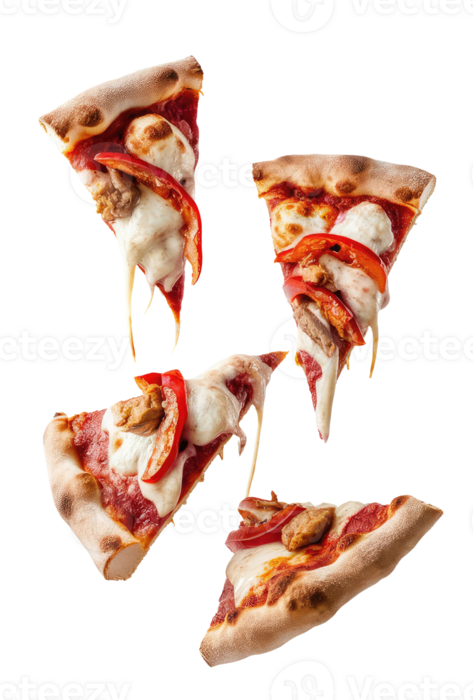 Three Slices of Pizza on a White Background png