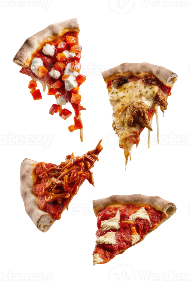 Three Slices of Pizza on a White Background png