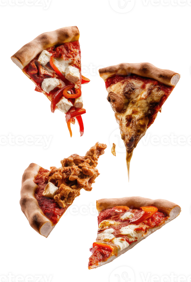 Three Slices of Pizza on a White Background png